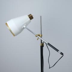 Viljo Hirvonen Floor Lamp H801 in Leather Brass Metal Valaistusty 1950s - 4289552