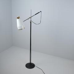 Viljo Hirvonen Floor Lamp H801 in Leather Brass Metal Valaistusty 1950s - 4289555