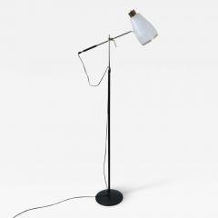 Viljo Hirvonen Floor Lamp H801 in Leather Brass Metal Valaistusty 1950s - 4290685