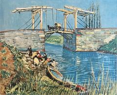 Vincent Van Gogh THE LANGLOIS BRIDGE AT ARLES WITH WOMEN WASHING VAN GOGH PRINT ON CANVAS - 3334813