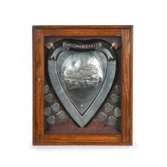 Viner Angling Shield Presentation Fishing Trophy with Fitted Oak Display Cabinet - 4034097