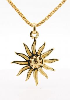 Vintage 0 85 Carat Sun Motif Diamond Pendant Necklace Crafted in 18k Yellow Gold - 3661363