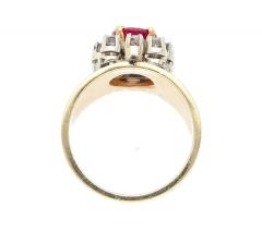 Vintage 1 54 Carat Cushion Cut Ruby in 14K Yellow Gold Wide Band - 3807215