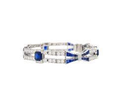 Vintage 12 Carat Blue Sapphire and Diamond Art Deco Open Bracelet in Platinum - 3509978