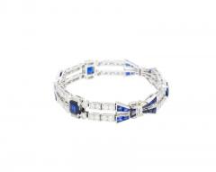 Vintage 12 Carat Blue Sapphire and Diamond Art Deco Open Bracelet in Platinum - 3509986