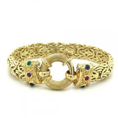 Vintage 14K Yellow Gold Byzantine Gold Chain Bracelet and Necklace Set - 3556772
