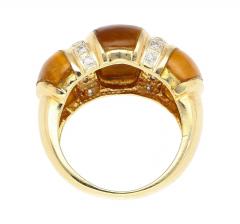 Vintage 14K Yellow Gold Tigers Eye Diamond Dome Ring - 3807240