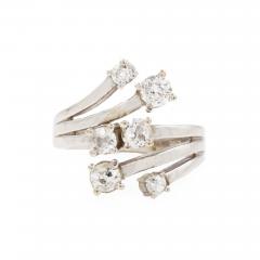 Vintage 14k White Gold Bypass Ring w 6 Diamonds approx 1 23 CTW size 6 5 - 4505013
