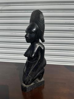 Vintage 15 Yoruba Kneeling Woman Ebony Sculpture - 4398071