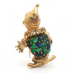 Vintage 18 karat Gold Sapphire and Chalcedony Brooch - 4557730