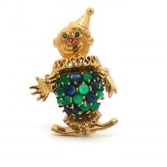 Vintage 18 karat Gold Sapphire and Chalcedony Brooch - 4557731