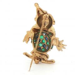 Vintage 18 karat Gold Sapphire and Chalcedony Brooch - 4557732