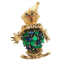 Vintage 18 karat Gold Sapphire and Chalcedony Brooch - 4558745