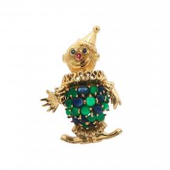 Vintage 18 karat Gold Sapphire and Chalcedony Brooch - 4558746