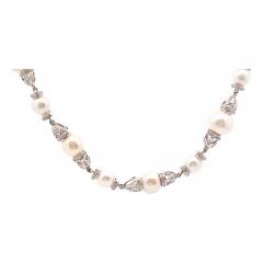 Vintage 18K White Gold 13mm South Sea Pearl Diamond Choker Necklace - 3543817
