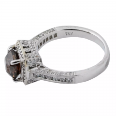 Vintage 18K White Gold Smoky Champagne Diamond Ring - 4053809