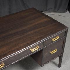 Vintage 1960s Ebonized Solid Wood Desk with Brass Hardware - 3795136