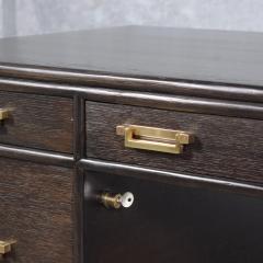 Vintage 1960s Ebonized Solid Wood Desk with Brass Hardware - 3795140