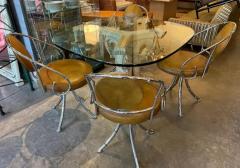 Vintage 1970s Faux Bamboo Chrome Swivel Dining Chairs Set of 4 - 3503019