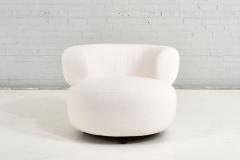 Vintage 1970s Swivel Pouf Lounge Chair in White Boucle - 2500233