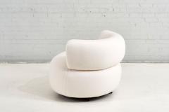 Vintage 1970s Swivel Pouf Lounge Chair in White Boucle - 2500235