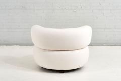 Vintage 1970s Swivel Pouf Lounge Chair in White Boucle - 2500236
