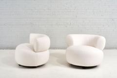 Vintage 1970s Swivel Pouf Lounge Chair in White Boucle - 2500238