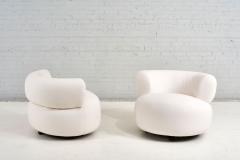 Vintage 1970s Swivel Pouf Lounge Chair in White Boucle - 2500239