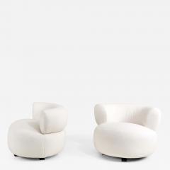 Vintage 1970s Swivel Pouf Lounge Chairs in White Boucle - 2502458