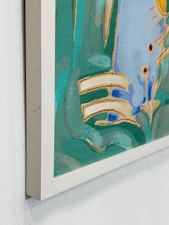Vintage 1980s Subtle Patterned Abstract Painting Framed - 4557850
