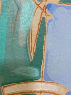 Vintage 1980s Subtle Patterned Abstract Painting Framed - 4557873