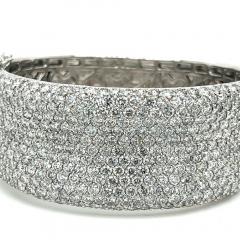 Vintage 20 40 CTW Round Cut Diamond Encrusted 14K White Gold Bangle Bracelet - 3556620