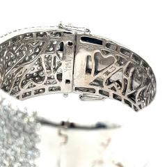 Vintage 20 40 CTW Round Cut Diamond Encrusted 14K White Gold Bangle Bracelet - 3556621