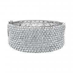 Vintage 20 40 CTW Round Cut Diamond Encrusted 14K White Gold Bangle Bracelet - 3610522