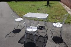 Vintage 20th Century Iron Garden Set with 4 Armchairs and Rectangular Table - 3591370