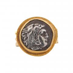 Vintage 22K Yellow Gold Alexander III the Great Antique Roman Coin Ring - 3883532