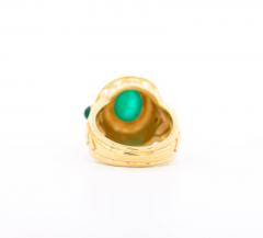 Vintage 3 Carat Cabochon Cut Colombian Emerald Bezel in 20K Yellow Gold Ring - 3509913