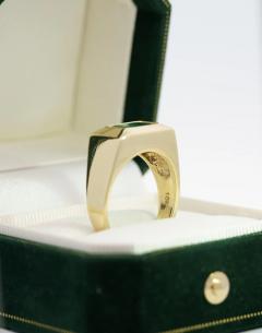 Vintage 3 Carat Emerald Cut Emerald Bezel Mens Ring in 18K Gold - 3504626