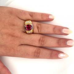 Vintage 4 5 Carat Oval Natural Rubellite Tourmaline Diamond 18k Ring - 3515150