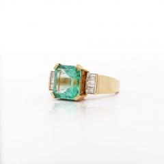 Vintage 5 06 Carat Emerald and Baguette Diamond in 18K Gold Ring - 3991432