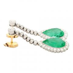 Vintage AGL Certified 10 Carat Colombian Emerald Pear Cut Drop Earring - 3552623