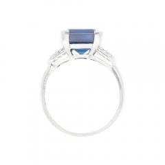 Vintage AGL Certified 6 80 Carat No Heat Blue Sapphire and Diamond Platinum Ring - 3552814