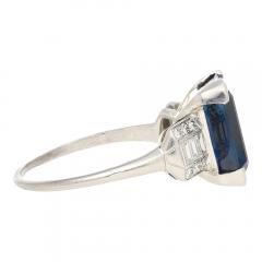 Vintage AGL Certified 6 80 Carat No Heat Blue Sapphire and Diamond Platinum Ring - 3552816