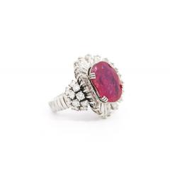 Vintage AGL Certified 6 95 Carat No Heat Burma Ruby Diamond Cocktail Ring - 3504634