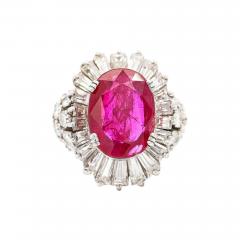 Vintage AGL Certified 6 95 Carat No Heat Burma Ruby Diamond Cocktail Ring - 3543816