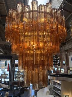 Vintage Amber Murano Tronchi Glass Chandelier Italy 1970s - 4712377