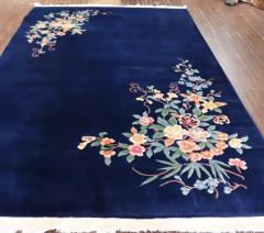Vintage Art Deco Chinese Carpet Perfect Blue - 3969425
