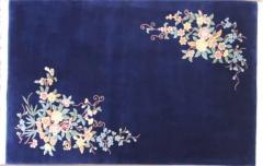 Vintage Art Deco Chinese Carpet Perfect Blue - 3969476