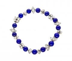 Vintage Art Deco Era Lapis Diamond Platinum Bracelet - 3522381