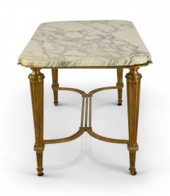 Vintage Art Deco Style Brass and White Marble Coffee Table - 4172725